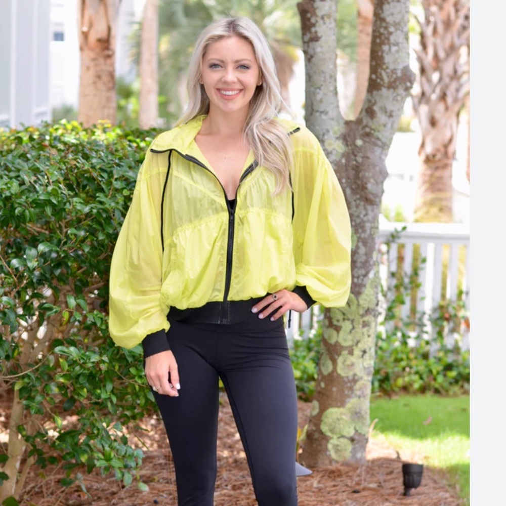 She + Sky Neon Zip Up Windbreaker Jacket